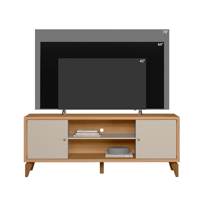 Rack para TV Até 70 Polegadas Porto 2 Portas Jequitiba/Off White Fosco - Linea Brasil
