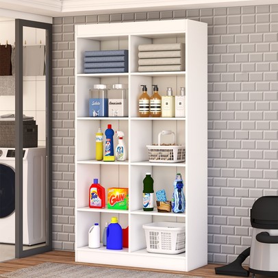 Armário Multiuso Dueto 4 Portas 8 Prateleiras Branco - Panorama Móveis