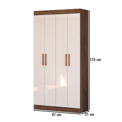 Armário Multiuso Dueto 4 Portas 8 Prateleiras Castanho/Off White - Panorama Móveis