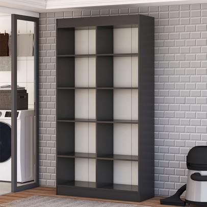 Armário Multiuso Dueto 4 Portas 8 Prateleiras Preto - Panorama Móveis