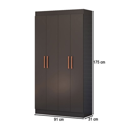 Armário Multiuso Dueto 4 Portas 8 Prateleiras Preto - Panorama Móveis