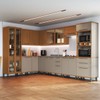 Cozinha Completa Munique 16 Portas 7 Gavetas com Vidro Freijó/Camurça - Indékes
