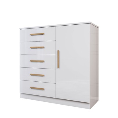 Cômoda Divini 1 Porta 5 Gavetas Branco - Panorama Móveis