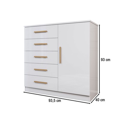 Cômoda Divini 1 Porta 5 Gavetas Branco - Panorama Móveis