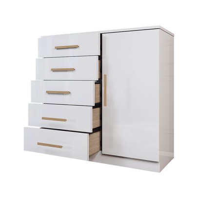 Cômoda Divini 1 Porta 5 Gavetas Branco - Panorama Móveis