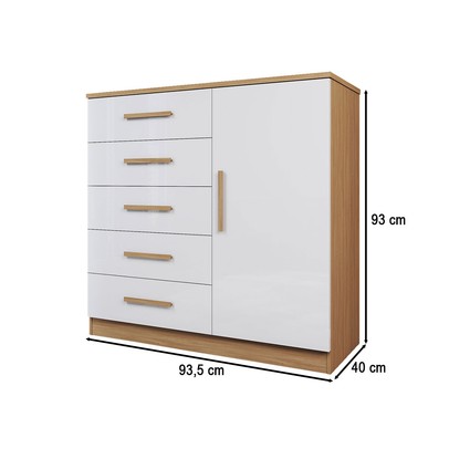Cômoda Divini 1 Porta 5 Gavetas Demolição/Branco - Panorama Móveis