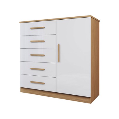 Cômoda Divini 1 Porta 5 Gavetas Demolição/Branco - Panorama Móveis