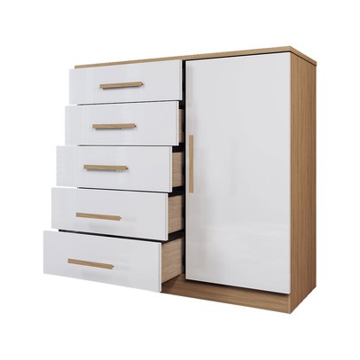 Cômoda Divini 1 Porta 5 Gavetas Demolição/Branco - Panorama Móveis