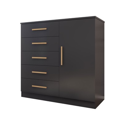 Cômoda Divini 1 Porta 5 Gavetas Black - Panorama Móveis