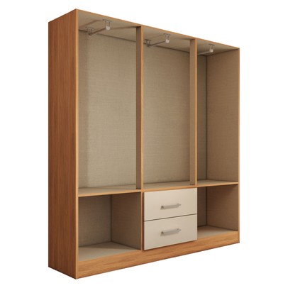 Guarda-Roupa Solteiro Bali 6 Portas 2 Gavetas com Espelho Cinamomo/Off White - Panorama Móveis