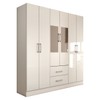 Guarda-Roupa Solteiro Bali 6 Portas 2 Gavetas com Espelho Branco - Panorama Móveis