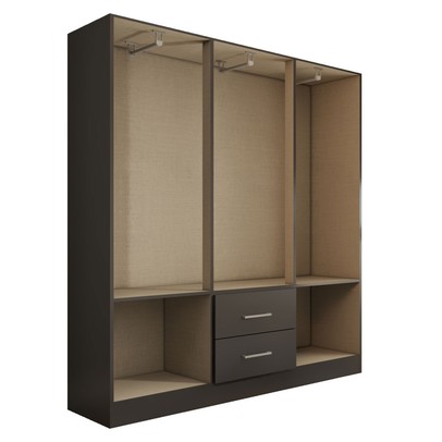 Guarda-Roupa Solteiro Bali 6 Portas 2 Gavetas com Espelho Preto - Panorama Móveis