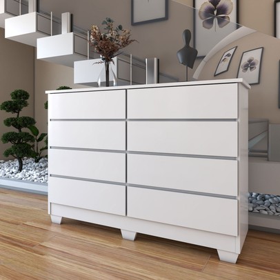 Cômoda House 8 Gavetas com Pés Branco - Panorama Móveis