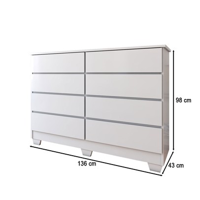 Cômoda House 8 Gavetas com Pés Branco - Panorama Móveis