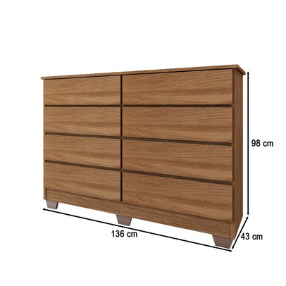 Cômoda House 8 Gavetas com Pés Amêndola Touch - Panorama Móveis