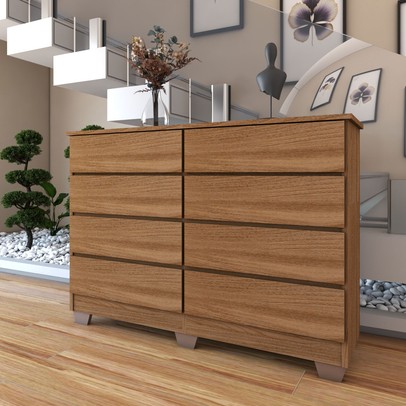 Cômoda House 8 Gavetas com Pés Amêndola Touch - Panorama Móveis