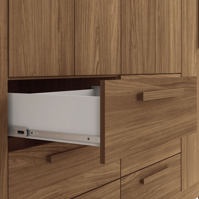 Guarda-Roupa Casal Santana 8 Portas 6 Gavetas com Espelho Jatoba - Pnr Móveis
