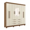 Guarda-Roupa Casal Santana 8 Portas 6 Gavetas com Espelho Jatoba/Areia - Pnr Móveis