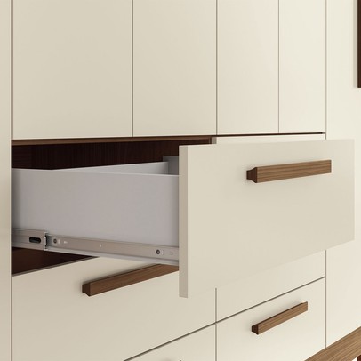 Guarda-Roupa Casal Santana 8 Portas 6 Gavetas com Espelho Jatoba/Areia - Pnr Móveis