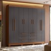 Guarda-Roupa Casal Santana 8 Portas 6 Gavetas Jatoba/Grafite - Pnr Móveis