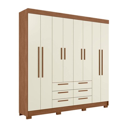 Guarda-Roupa Casal Santana 8 Portas 6 Gavetas Jatoba/Areia - Pnr Móveis