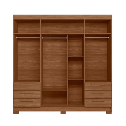 Guarda-Roupa Casal Tibagi 4 Portas 6 Gavetas com Espelho Jatoba - Pnr Móveis