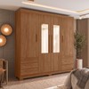 Guarda-Roupa Casal Tibagi 4 Portas 6 Gavetas com Espelho Jatoba - Pnr Móveis