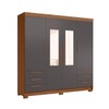Guarda-Roupa Casal Tibagi 4 Portas 6 Gavetas com Espelho Jatoba/Grafite - Pnr Móveis