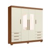 Guarda-Roupa Casal Tibagi 4 Portas 6 Gavetas com Espelho Jatoba/Areia - Pnr Móveis