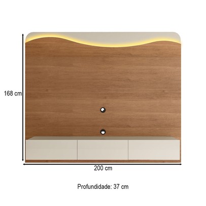 Painel para TV Até 86 Polegadas Lumiere 3 Gavetas com Led Cinamomo/Off White - Artely Móveis