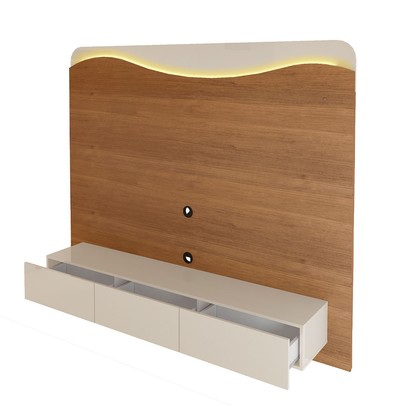 Painel para TV Até 86 Polegadas Lumiere 3 Gavetas com Led Cinamomo/Off White - Artely Móveis