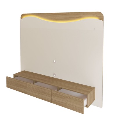 Painel para TV Até 86 Polegadas Lumiere 3 Gavetas com Led Off White/Carvalho - Artely Móveis