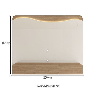 Painel para TV Até 86 Polegadas Lumiere 3 Gavetas com Led Off White/Carvalho - Artely Móveis