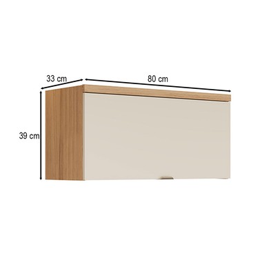 Armário Aéreo Cozinha 80 Cm Bless 1 Porta 100% Mdf Jequitiba/Off White Fosco - Linea Brasil