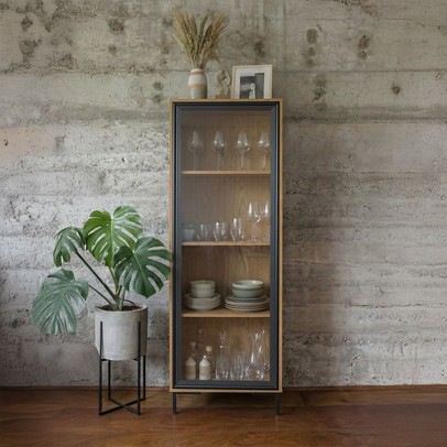 Cristaleira Refresh 1 Porta com Vidro Mel/Preto - Brv