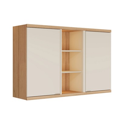 Armário Aéreo Cozinha 120 Cm Bless 2 Portas 100% Mdf Jequitiba/Off White Fosco - Linea Brasil