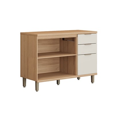 Balcão de Cozinha 120 Cm Bless 2 Portas 3 Gavetas 100% Mdf Jequitiba/Off White Fosco - Linea Brasil