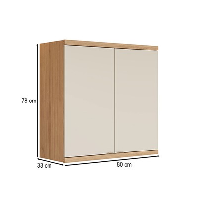 Armário Aéreo Cozinha 80 Cm Bless 2 Portas Jequitiba/Off White Fosco - Linea Brasil