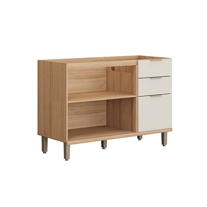 Balcão de Cozinha para Pia 120 Cm Bless 2 Portas 3 Gavetas 100% Mdf Jequitiba/Off White - Linea Brasil