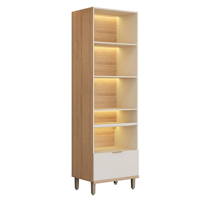 Cristaleira Bless 2 Portas 1 Gaveta 100% Mdf Jequitiba/Off White Fosco - Linea Brasil