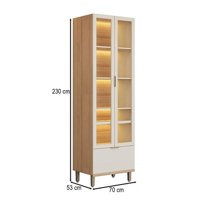 Cristaleira Bless 2 Portas 1 Gaveta 100% Mdf Jequitiba/Off White Fosco - Linea Brasil