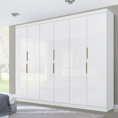 Guarda-Roupa Casal 12k 6 Portas 4 Gavetas Branco - Maxel