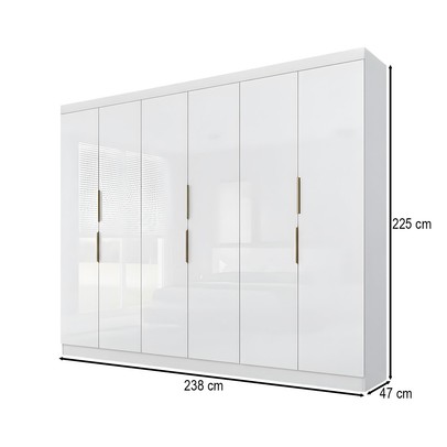 Guarda-Roupa Casal 12k 6 Portas 4 Gavetas Branco - Maxel