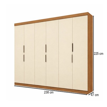 Guarda-Roupa Casal 12k 6 Portas 4 Gavetas Cinamomo/Off White - Maxel