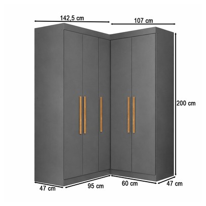 Armário Multiuso Modulado Celan 5 Portas Onix - Pnr Móveis