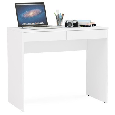 Mesa Escrivaninha Tijuca 90cm 2 Gavetas Branco - Politorno