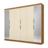 Guarda-Roupa Casal 12k 6 Portas 4 Gavetas com Espelho Cinamomo/Off White - Maxel