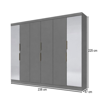 Guarda-Roupa Casal 12k 6 Portas 4 Gavetas com Espelho Onix - Maxel