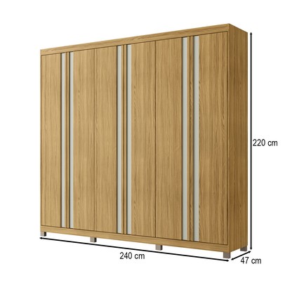 Guarda-Roupa Casal Pervoi 6 Portas 4 Gavetas Ipê/Sabbia - Decibal