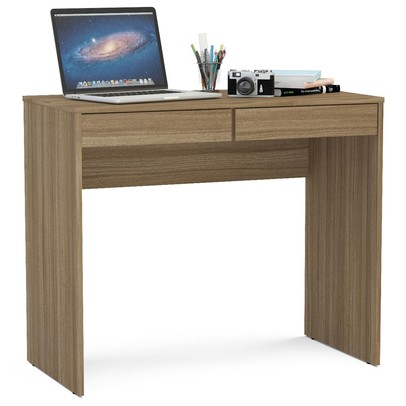 Mesa Escrivaninha Tijuca 90cm 2 Gavetas Castanho - Politorno